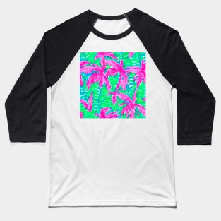 Pink palms tropical forest watercolor seamless pattern Baseball T-Shirt